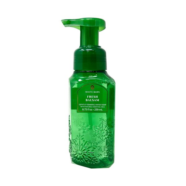 Bath and Body Works Fresh Balsam Gentle Foaming Hand Soap 8.75 Ounce Decorative Faceted Diamond Plate Green Bottle