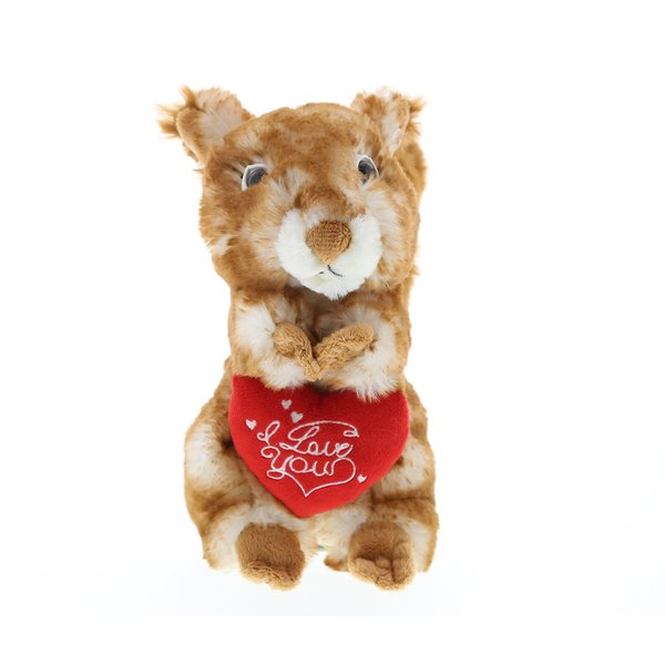 DolliBu I Love You Valentine Plush Brown Squirrel - Cute Stuffed Animal with Red Shirt and Name Personalization Gift for Valentines Day, Birthday, Anniversary, Romantic Date - 8.5 Inches