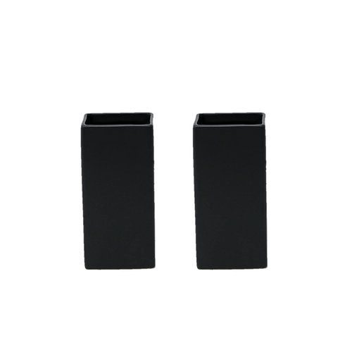 Serene Spaces Living Set of 2 Square Matte Black Ceramic Vase – Modern Black Square Vase Adds a Sleek Look to Any Space, Use for Home Décor, Event Centerpieces and Much More, 3” SQ x 6” H