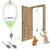 Cat Toy Interactive for Indoor Cats, Smart USB Rechargeable Door Hanging Automatic Retractable Kitten Toys, Teaser Electronic Self Play Feather Cat String Toys Attached with 3 Catnip Mice Green