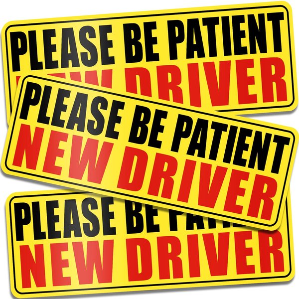 PSLER 3 Pcs New Driver Magnet for Car - Student Driver Car Magnet Funny Safety Warning Magnetic Reflective Reusable Signs for Teenage Driving Gifts