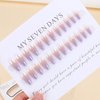 IMSOHOT Medium Press on Nails Coffin Laser Fake Nails Glossy Purple Gradient Glue on Nails Full Cover Chrome Ballerina Acrylic False Nails Glue Stick on Nails for Women 24PCS