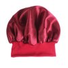 2Pcs Soft Satin Sleeping Cap Salon Hair Bonnet with Elastic Wide Band Comfortable Night Sleep Hat Head Cover Turban for Women Lady Girls Natural Long Curly Hair (Black and Red)