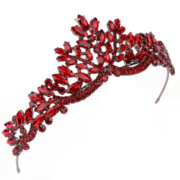 Burgundy Princess Tiara - Sparkling Rhinestone Hair Accessory, Ideal for Girls' Birthday Parties and Pageants