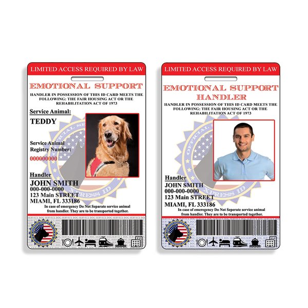 XpressID Custom Holographic Emotional Support Dog & Handler ID Card | Includes Registration to National Dog Registry