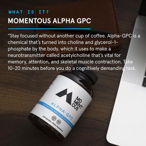 Momentous Alpha GPC Supplement - Cognitive Health & Function Support - NSF Certified for Sport - GMO- & Gluten-Free - 60 Servings