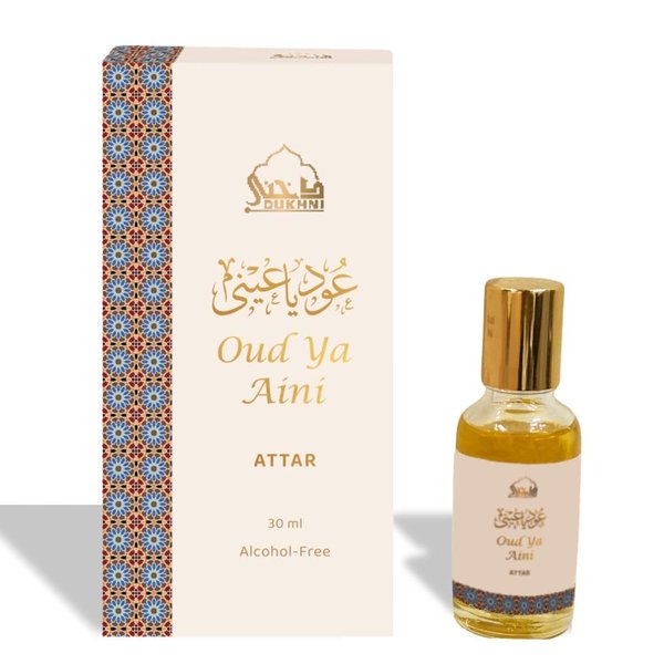 Dukhni Oud ya Aini Attar Oil Arab perfume oils for men and women | 30ml Pure roll on perfume, oud oil, woody oudH | Eid, Ramadan, Umrah Gifts, Vegan Islamic Fragrances