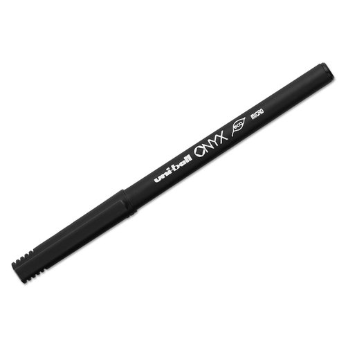 Onyx Rolling Ball Pens offer a smooth rolling metal point. Excellent for marking carbon copies or multipart forms. Slim matte black barrel features a matching cap and clip. Use clip to attach rollerball pen to pockets, notebooks and more. Color-coded poin