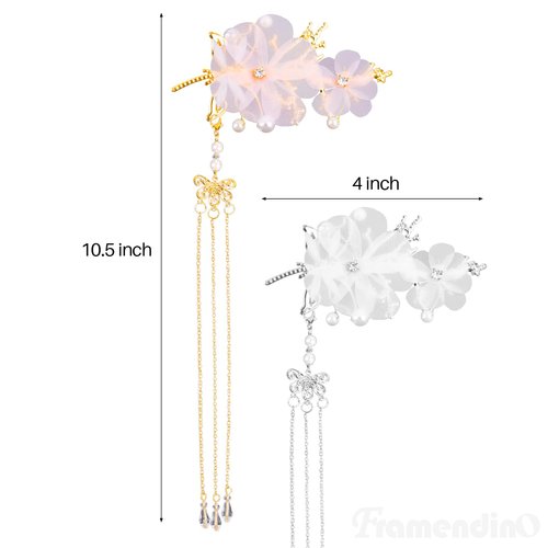 Framendino, 4 Pack Butterfly Tassel Hair Clips Flower Hair Clips Butterfly Pearl Hair Barrettes for Women