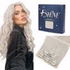 Fshine Clip in Hair Extensions Real Human Hair Straight Natural Remy Hair White Blonde 7Pcs 120g 16 Inch Hair Extensions Clip in Human Hair Lace Double Weft with 18 Clips