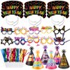 HOWAF New Years Eve Party Supplies -42pcs Happy New Year Cone Hats Fringed Noisemaker Headpieces Paper Eyeglasses for 2024 New Year Eve Party Decoration Favors, 2024 Decorations Kit for Kids Adults