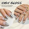 U-Shinein 2x12ml Metallic Mirror Painting Gel Nail Polish, Silver & Gold Metal Painted Drawing Gel with Build in Thin Brush, Chrome Gel Polish Nail Art Gel Liner Soak Off DIY Nail Art Manicure