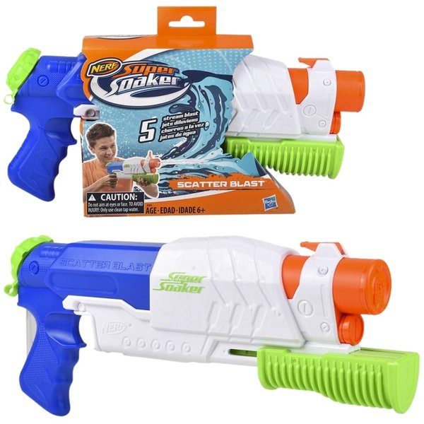 Nerf Super Soaker Scatter Blast Water Blaster, 5 Streams of Water, Pump Action, Kids Outdoor Water Toy, Gifts for 6 Year Old Boys & Girls