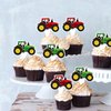 Ercadio 24 PCS Double Sided Tractor Cupcake Toppers Boy's Birthday Cupcake Toppers Decoration of Farm Party Decoration Tractor Theme Party Decor Supplies