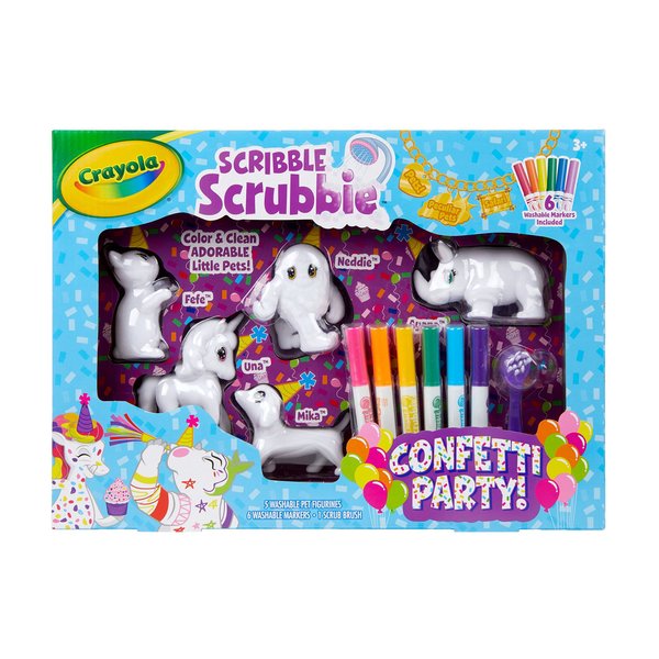 Crayola Scribble Scrubbie Toy Pet Playset, Confetti Party Pack, Coloring Toy for Kids, Gift for Ages 3, 4, 5, 6, 7