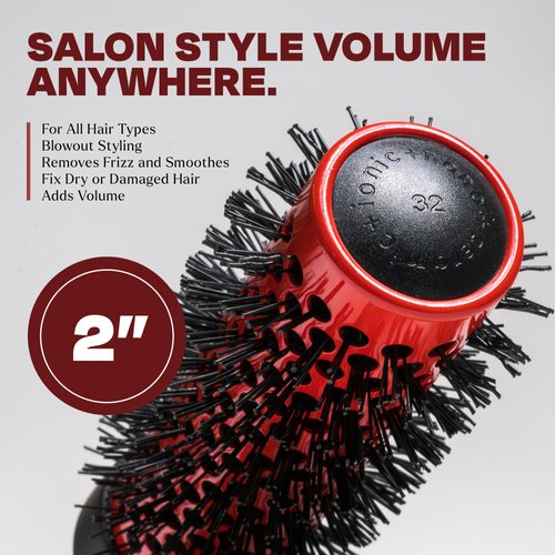 Ion Infused Ceramic Round Brush | Salon Quality Brush for Blow Drying | Fixes Damaged Hair | 2 Roller Brush for Wet & Dry Hair by TheSalonGuy