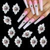 WOKOTO 10 Pcs White Simulation Flowers Nail Charms 3D Carve Flowers Charms for Nails Flower Nail Art Charms for Acrylic Nails Nail Flowers Charms for Nails Resin Flowers Nail Accessories 3D Flower