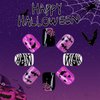 Halloween Press on Nails Short Square Fake Nails with Ghost Bat Mummy Spider Web Design Glitter Purple Nails Press ons Cute Acrylic Nails Full Cover Glossy Glue on Nails for Women and Girls 24 Pcs