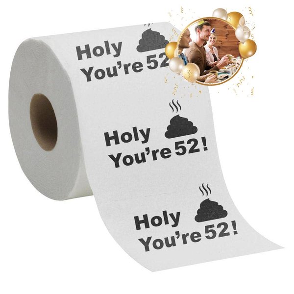 52nd Birthday Decorations Toilet Paper for Men & Women - Funny Design Novelty Great Hilarious Gag Gift – Eco-Friendly, Ultra Soft & Comfortable – Perfect for Birthday Christmas & Party Supplies