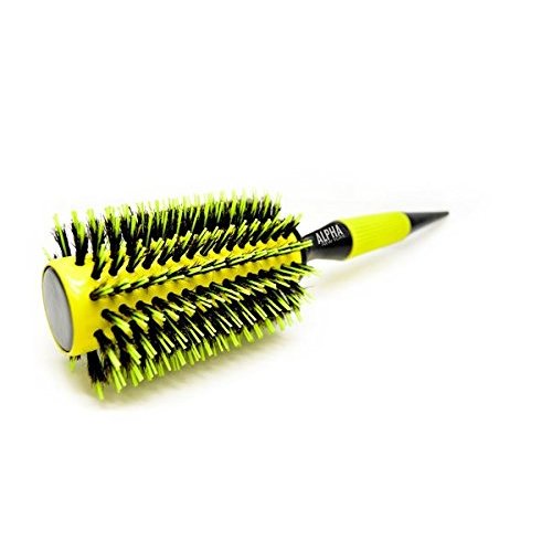 professional Round Hair Brush Nylon And Boar Bristle 303 (yellow) Italian Design By Alpha New York