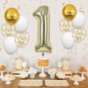 40 Inch Light Gold Number 1 Balloon, 1st Birthday Balloons, Confetti Balloons Gold Birthday Print White Latex Balloons Giant 1 Foil Balloon for Baby Boy Girl 1st Birthday Party Decorations Anniversary