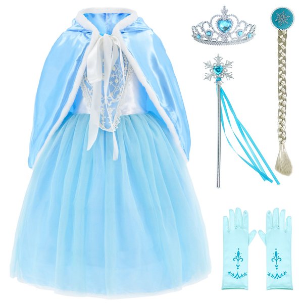 Princess Costumes Fancy Party Birthday,Christmas Dress Up for Little Girls with Accessories 8-10 Years(140cm)