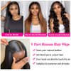 Dixtefo V Part Wigs Human Hair No Leave Out Lace Front Wigs Upgrade U Part Wigs V Shape Wigs Brazilian Virgin Straight Human Hair Wigs for Women 180% Density Natural Black 18Inch