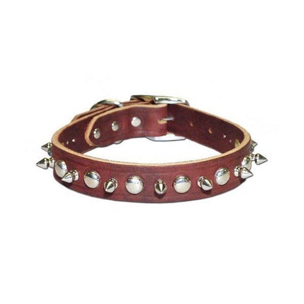 OmniPet Signature Leather Pet Collar with Spike and Stud Ornaments, Black, 3/4 by 16"