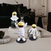 4PCS Gold Astronaut Cake Topper Astronaut Figurine, Astronaut Figure Toy Desktop Ornaments Resin Outer Space Birthday Cupcake Spaceman for Kids Party Gift, 3PCS Astronaut and 1PCS Keychain (Gold)