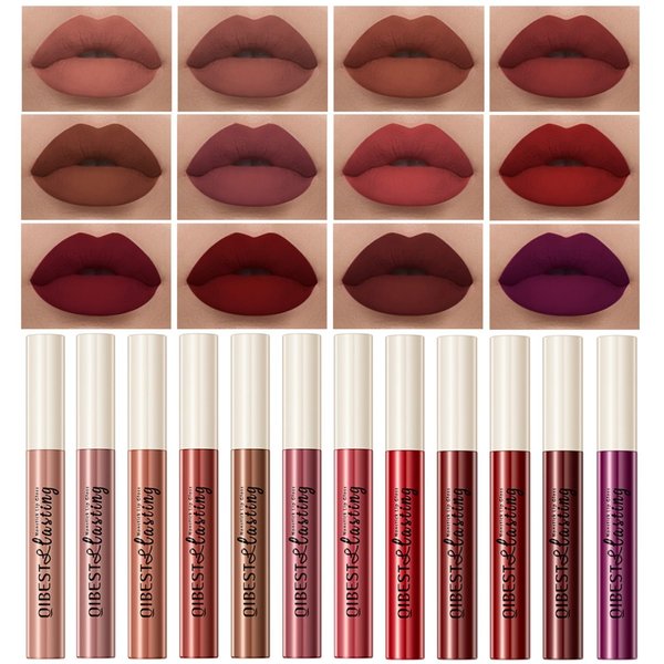 MAEPEOR Matte Liquid Lipstick Set 12PCS Smooth Creamy Velvet Lipstick Long-Lasting Waterproof Smudgeproof Lip Gloss for Women and Girls (Matte, 12PCS-01)