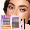 Lash Clusters Kit, Wispy Lash Clusters Natural Lash Extension Kit 144 Pcs Individual Lashes Cluster Eyelash Extension Kit, Lash Bond and Seal, Lash Remover, Lash Tweezers, Lash Brushes by EYDEVRO