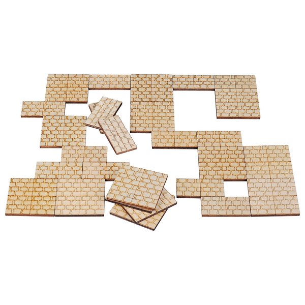 Dungeon Stone Square Floor Tiles (Set of 24) Wooden Laser Cut Modular Terrain 1" Grid Perfect for D&D, Dungeons & Dragons, Pathfinder and Other Tabletop RPG