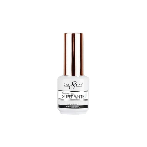 TREASURE4NAILS CORP Cre8tion Soak Off Gel Nail Polish | Chip Resistant & Fast Drying - Super White, 0.5 fl oz
