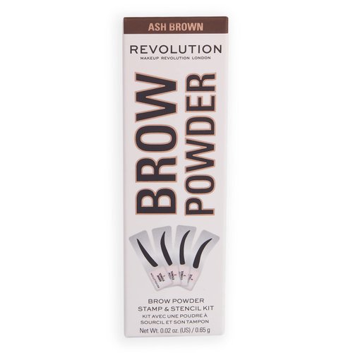 Revolution, Brow Powder Stamp & Stencil Kit, Brow Shaping Tool, Ash Brown, Includes Brow Stencils