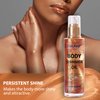 AbluFirst 4 Colors Shimmer Body Oil Face Glitter Summer Body Moisturizing Light Shimmering Glow Non-Sticky Party Body Luminizer and Illuminator Smooth (2.8 Fl Oz Pack of 1, Bronze Gold)