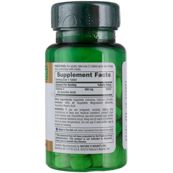 Nature's Bounty Vitamin C 500 mg Tablets 100 ea (Pack of 2)