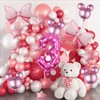 Kaemi 10Pcs Minnie Mouse Balloons Pink Huge Bow Birthday Number Balloons Set Minnie Aluminum Foil Balloons for Baby Shower 5th Birthday Party Decorations