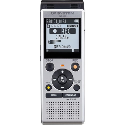 OM SYSTEM OLYMPUS WS-882 Digital Voice Recorder, with Linear PCM/MP3 Recording Formats, USB Direct, 4gb Playback Speed and Volume Adjust, File Index, Erase Selected Files