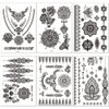 Black Henna Tattoos Stickers Kits, 6 Sheets Lace Indian Henna Temporary Tattoos Mandala Flower Elephant Chain Waterproof Henna Stickers for Women Wedding Party DIY on Body Arm Legs