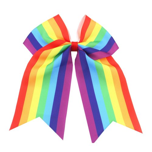 Rainbow Hair Bows Cheerleading Ponytail Holder Rainbow Hair Rope Tie for Girls JB82 (-Rainbow-),one size