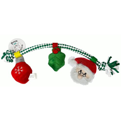 Glory To Dog Christmas Ornament Rope Dog Toy Fun Plush Dog Chew Toy, Squeaky Interactive Dog Toy for Puppy Small Medium Pets Dogs