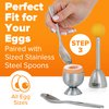 Eparé Egg Topper Cutter - Egg Cups & Holder for Soft Boiled Eggs - Egg Cracker Tool Set - Stainless Steel Soft Boiled Egg Cutter - Egg Spoons for Soft Boiled Eggs