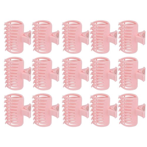Haosie 15PCS Hot Roller Clips, Curler Claw Clip for Girls Women, Hair Roller Clips Fixing Clamp, Holding Section Claw Hairdressing Tool, Hair Rollers for Long Medium Hair(Pink)