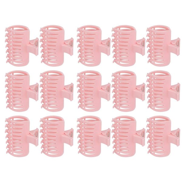 Haosie 15PCS Hot Roller Clips, Curler Claw Clip for Girls Women, Hair Roller Clips Fixing Clamp, Holding Section Claw Hairdressing Tool, Hair Rollers for Long Medium Hair(Pink)