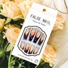 Press on Nails Long Coffin French Tips Glossy Artificial Fake Nails with Butterfly Designs Ballerina Long Square Acrylic False Nails Glue on Nails Full Cover Stick on Nails Fingernails for Women