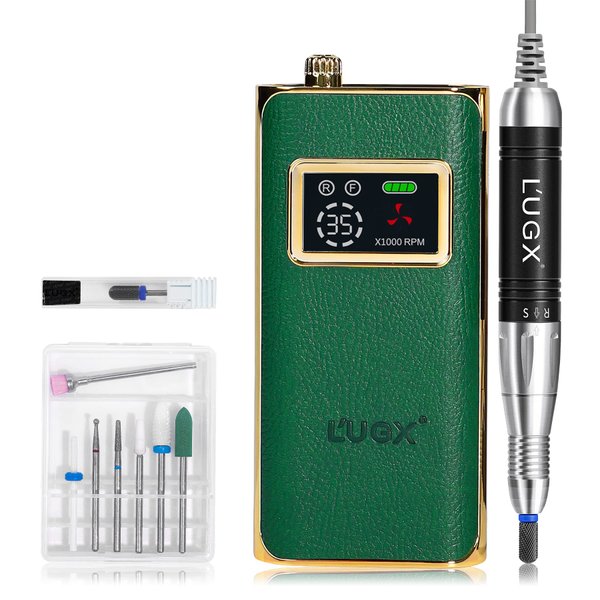 L'UGX Nail Drill 35000RPM Electric Nail Drill Professional, Portable Electric Nail File for Acrylic Gel Nails, Professional Nail Drill Machine for Manicure Pedicure Polishing