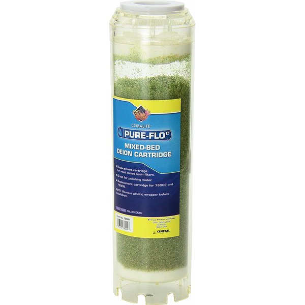 Coralife Aquarium Fish Tank Marine Salt Water Pure-Flo Mixed-Bed Deion Cartridge, 9.5 Inch
