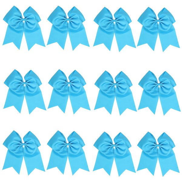 8 Inch Cheerleader Bows Ponytail Holder Cheerleading Bows Hair Tie (Turquoise)