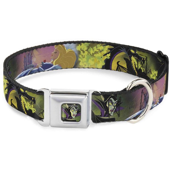 Dog Collar Seatbelt Buckle Sleeping Beauty Maleficent Maleficent Dragon Scenes 15 to 26 Inches 1.0 Inch Wide