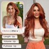 ALXNAN Clip in Hair Extension, 7PCS Hair Extension Thick Long Stright Layered Hair Extensions Copper 20 Inch Invisible Lace Weft Hair Extensions for Women